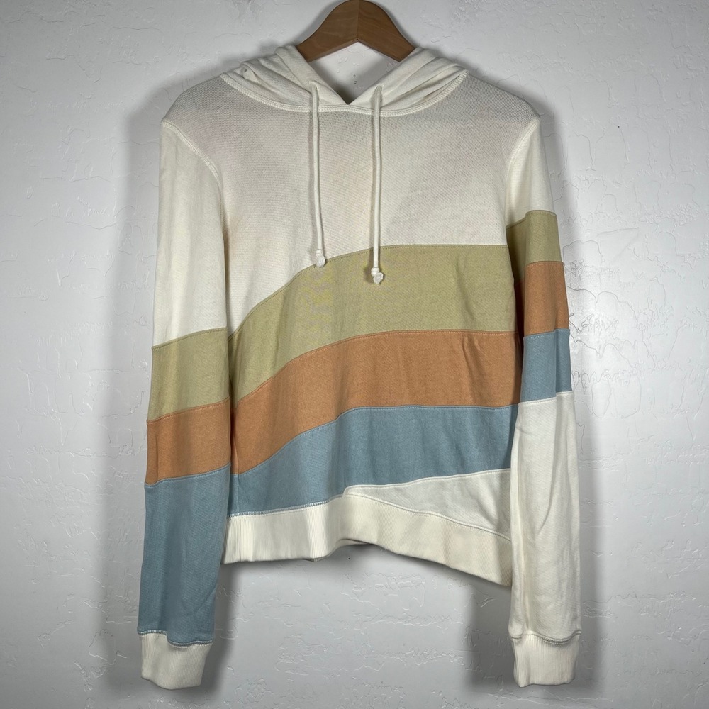 Faherty radiant Sun-Set Hoodie Small Cream Multi Stripe Sunburst